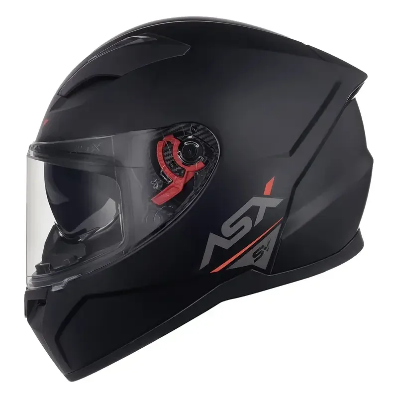 Perfil lateral do capacete ASX City SV preto e grafite