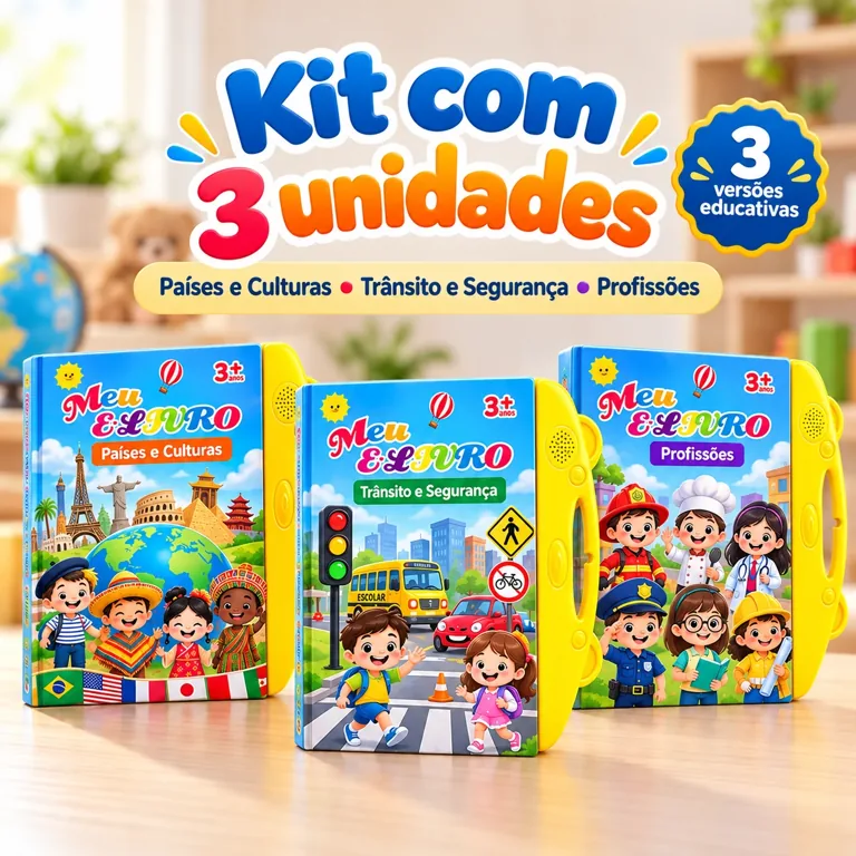 Kit com as versões Países e Culturas, Trânsito e Segurança e Profissões