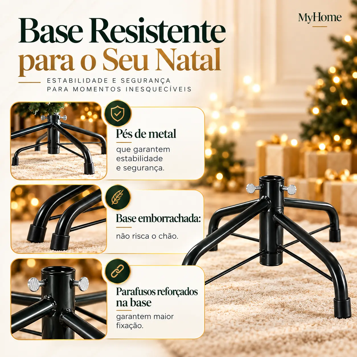 Base metálica com pés emborrachados